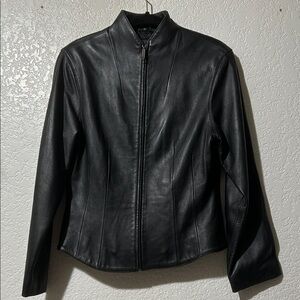 Vintage YKK Women's Black Leather Jacket